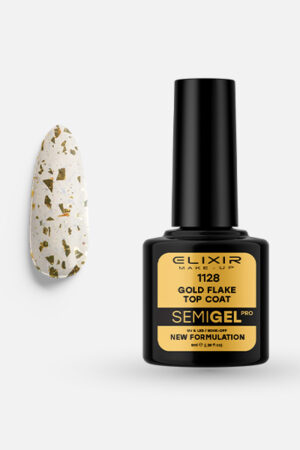 Elixir SemiGel 1128 Gold Flake Top Coat NW 8ml geelilakka